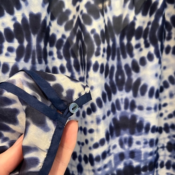 Velvet by Graham and Spencer 100% Silk Tie Dye Boho Peasant Blouse. Size Small. - Picture 2 of 11